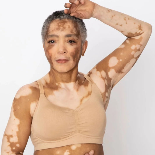 Monica Full Coverage Bra | AnaOno at Bra Sisters | Medium support full coverage bra in Sand colour, suitable after a mastectomy.