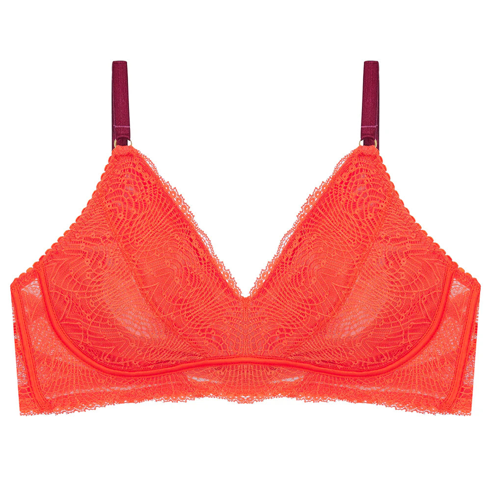 Hey Good Lookin' Bra in Mandarin | LoveRose Lingerie …luxurious, wire free lingerie engineered with clever hidden support and made in beautiful mood boosting colours with silks and recycled lace and mesh | The Bra Sisters