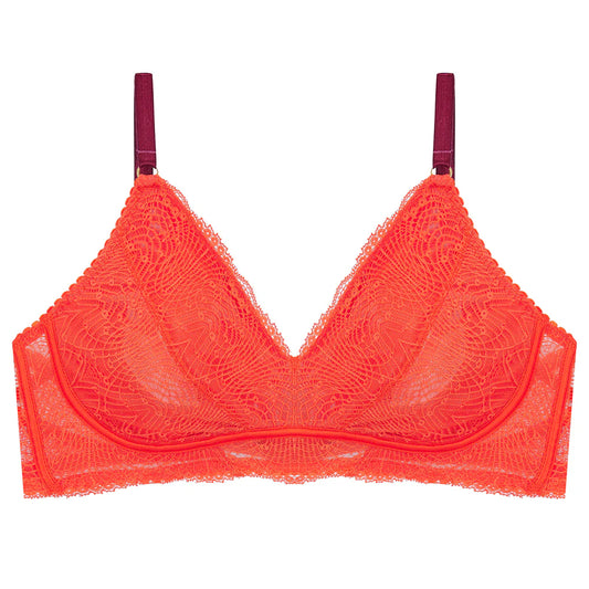 Hey Good Lookin' Bra in Mandarin | LoveRose Lingerie …luxurious, wire free lingerie engineered with clever hidden support and made in beautiful mood boosting colours with silks and recycled lace and mesh | The Bra Sisters