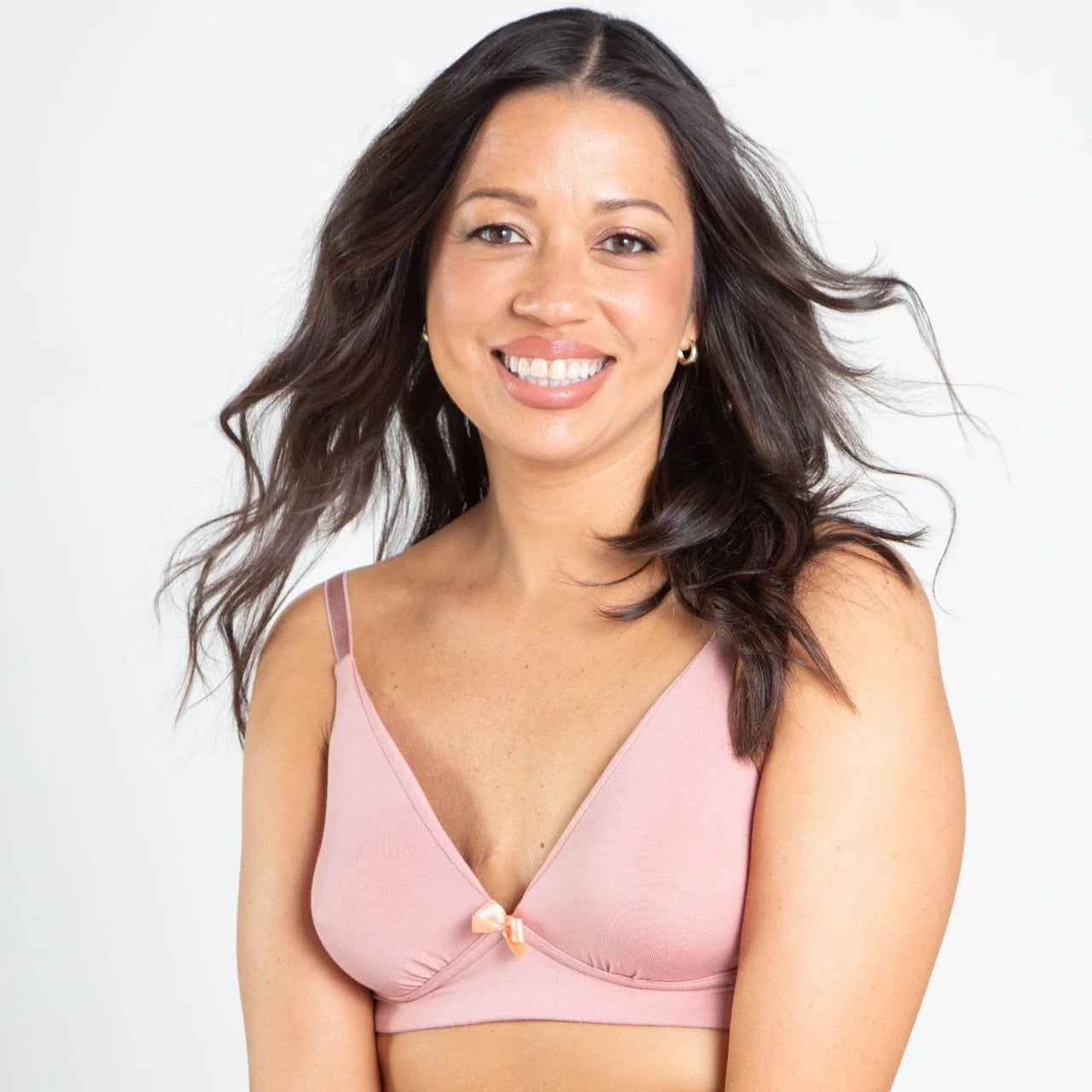 Molly Pocketed Plunge Bra in Blush | AnaOno | Post-surgery bras made just for those affected by breast cancer and breast surgery.