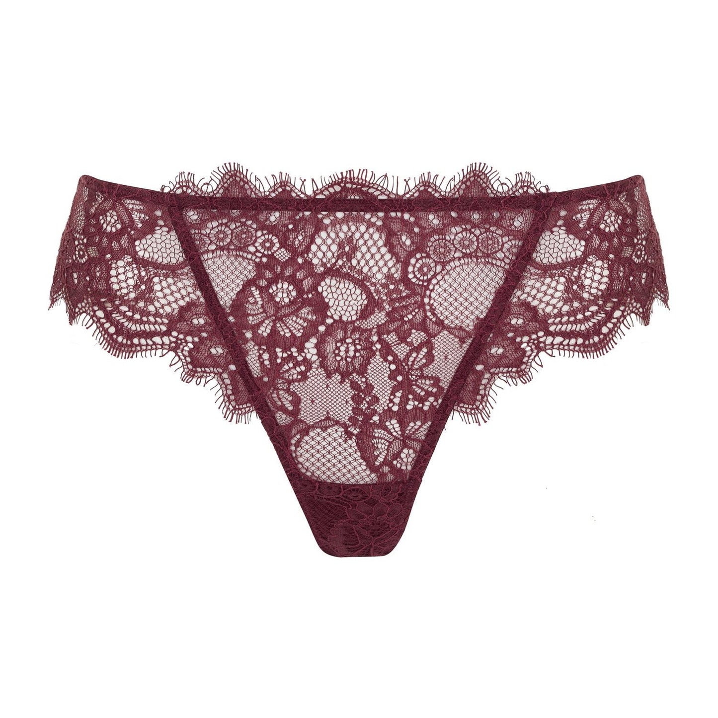 Chantilly Lace Brazilian in Burgundy
Megami x The Bra Sisters