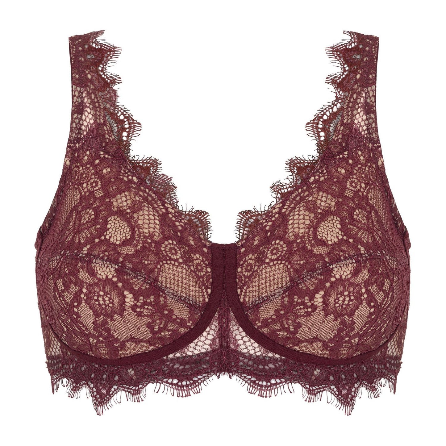Unlined Prosthesis Bra in Burgundy | Mastectomy Bra by Megami Lingerie | Post surgery luxury lingerie for women touched by breast cancer