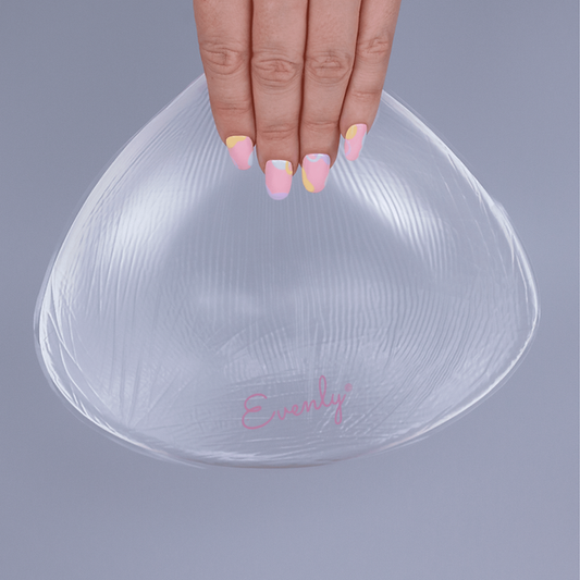 Evenly Bra Balancers™ are specifically designed bra fillers ...also known as breast forms, bra inserts, bra pads and prostheses. Light, and easy to wear in your regular bra on your smaller side, they create a smooth, natural, even appearance for uneven boobs. Available in 7 sizes to suit your shape.