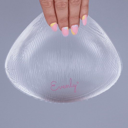 Evenly Bra Balancers™ are specifically designed bra fillers ...also known as breast forms, bra inserts, bra pads and prostheses. Light, and easy to wear in your regular bra on your smaller side, they create a smooth, natural, even appearance for uneven boobs. Available in 7 sizes to suit your shape.