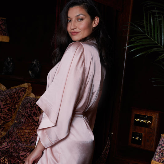 Satin Assassin Robe in Lotus Pink | Little Luxuries by LoveRose Lingerie