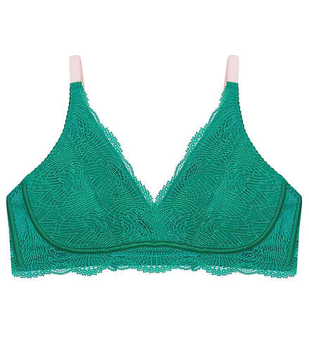 Hey Good Lookin' Bra in Luxe Green | LoveRose Lingerie …luxurious, wire free lingerie engineered with clever hidden support and made in beautiful mood boosting colours with silks and recycled lace and mesh | The Bra Sisters