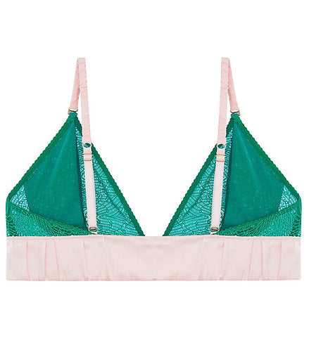 Lights Down Low Non-Pocketed Wire-Free Bra in Luxe Green & Lotus Pink | LoveRose Lingerie