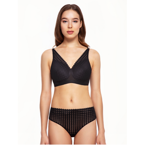 Victress Polka Dot Briefs | Black lace Knickers by Megami Lingerie