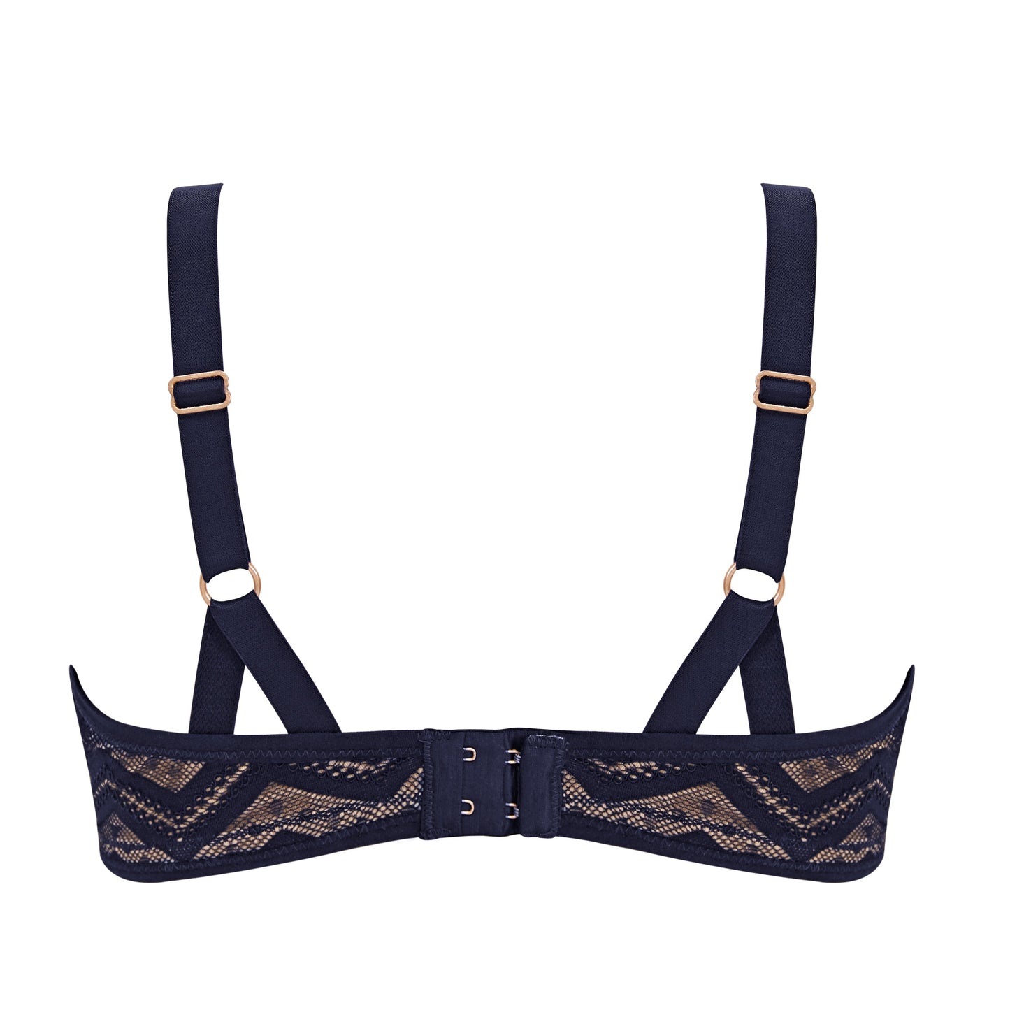 Zahra Zig-Zag Lace Bra in Navy & Cream | Pocketed Bras | Royce Lingerie
