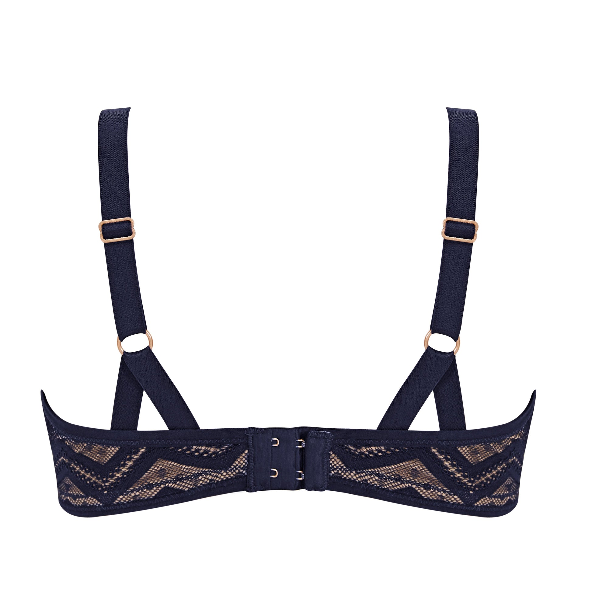 Zahra Zig-Zag Lace Bra in Navy & Cream | Pocketed Bras | Royce Lingerie