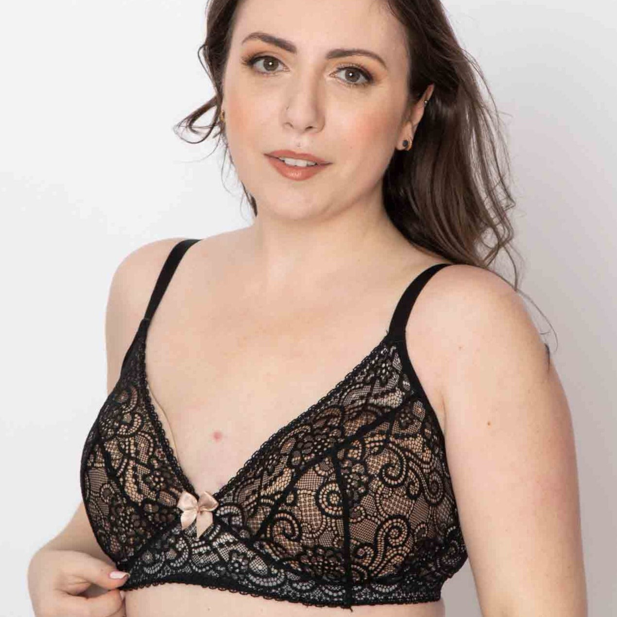 Gloria Pocketed Lace Bra in Black | Mastectomy Lingerie by AnaOno