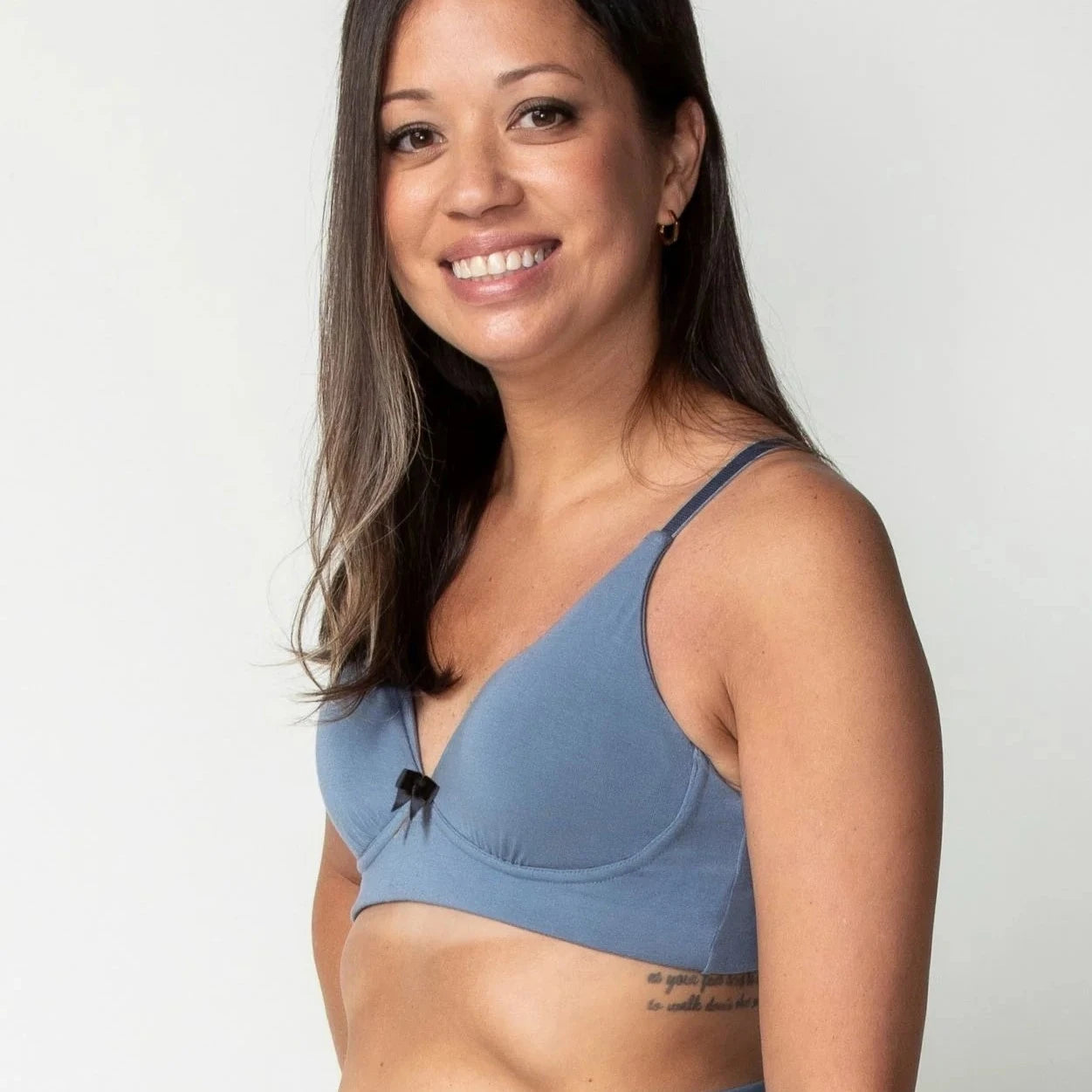 Molly Pocketed Plunge Bra in Slate | AnaOno | Post-surgery bras made just for those affected by breast cancer and breast surgery.