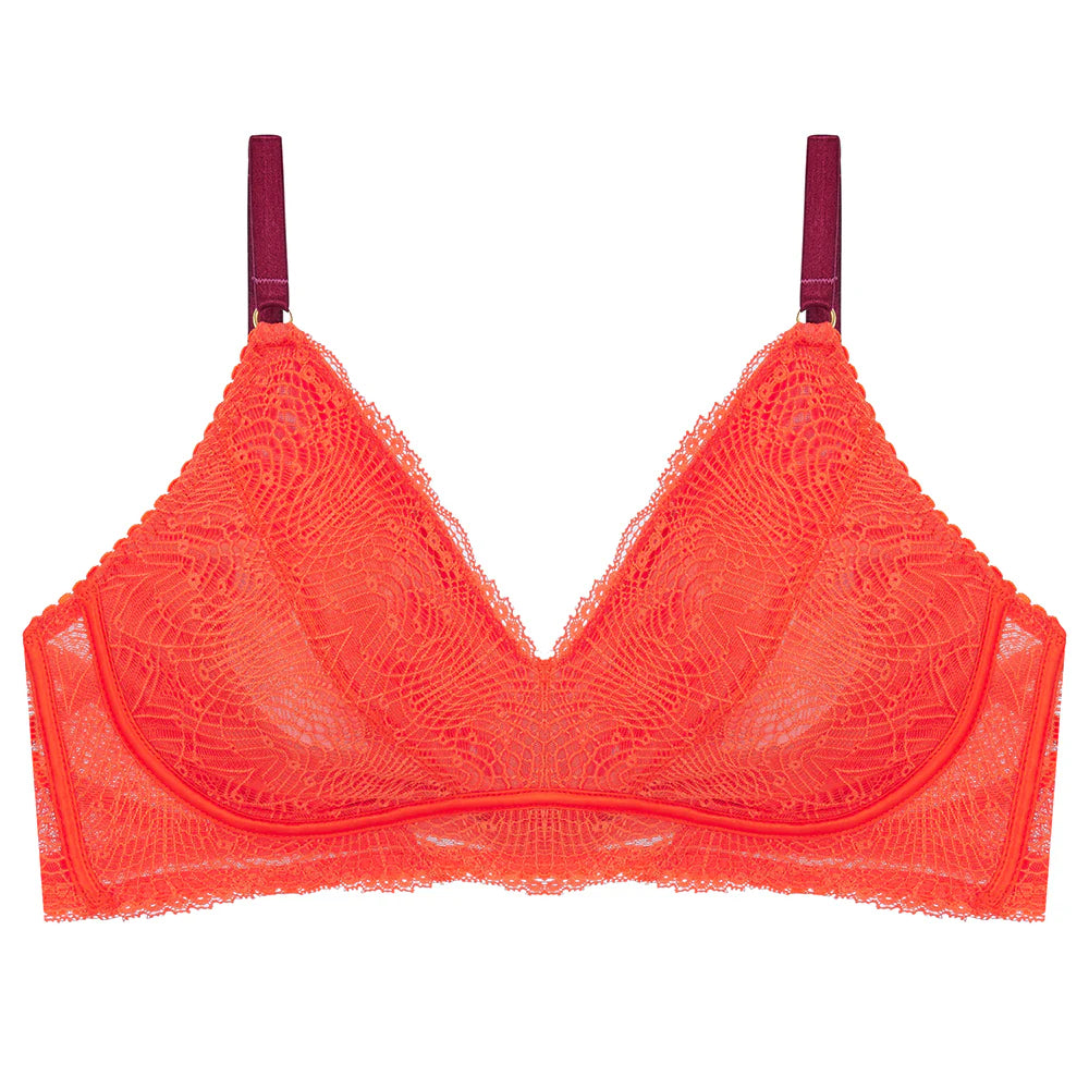 Hey Good Lookin' Bra in Mandarin | LoveRose Lingerie …luxurious, wire free lingerie engineered with clever hidden support and made in beautiful mood boosting colours with silks and recycled lace and mesh | The Bra Sisters