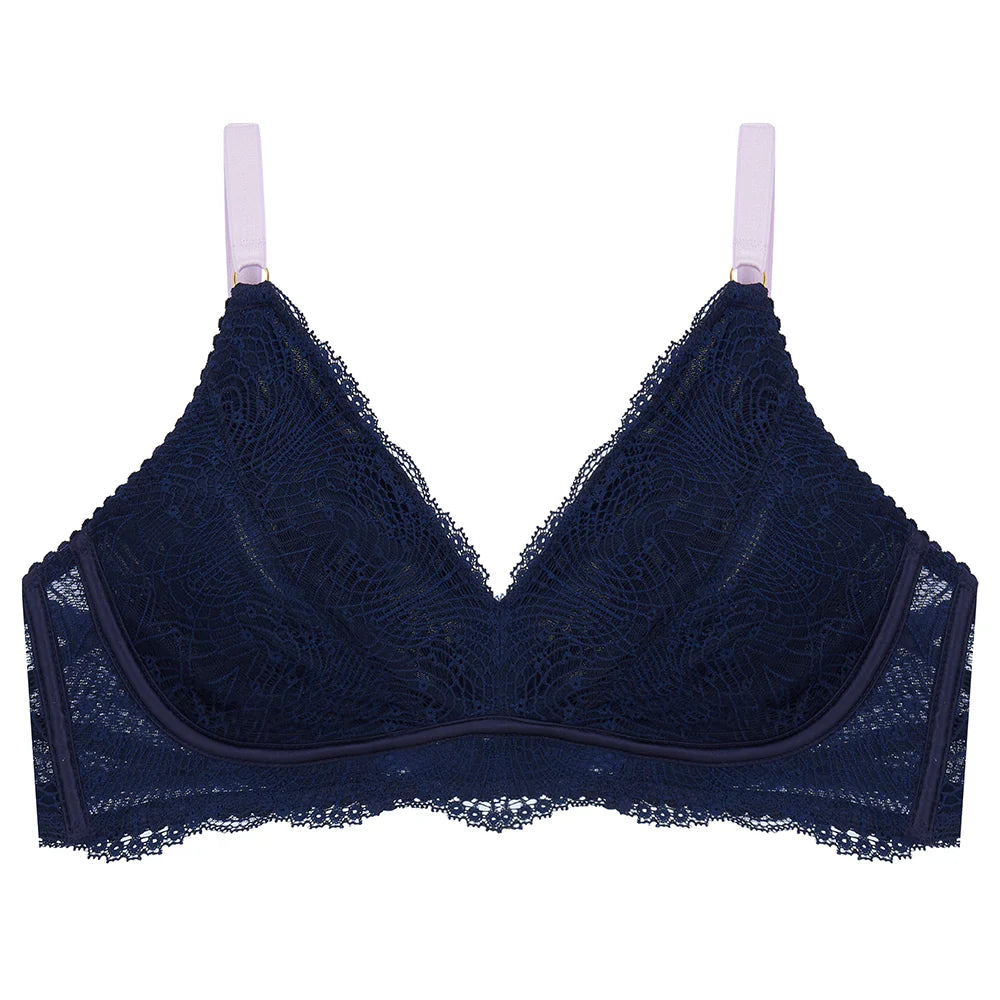 Hey Good Lookin' Bra in Midnight | LoveRose Lingerie …luxurious, wire free lingerie engineered with clever hidden support and made in beautiful mood boosting colours with silks and recycled lace and mesh | The Bra Sisters