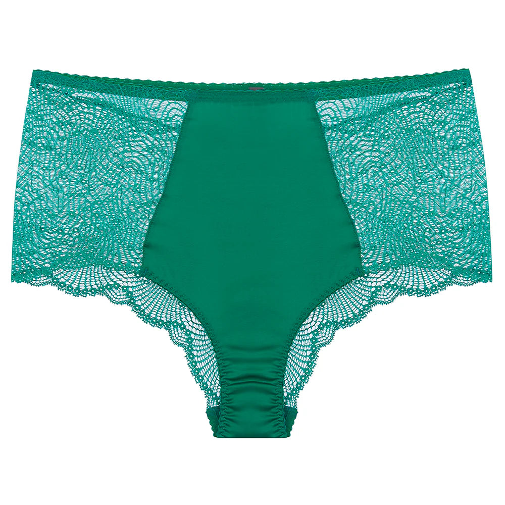 Fiesty Pant in Luxe Green | LoveRose Lingerie …luxurious, wire free lingerie engineered with clever hidden support and made in beautiful mood boosting colours with silks and recycled lace and mesh | The Bra Sisters