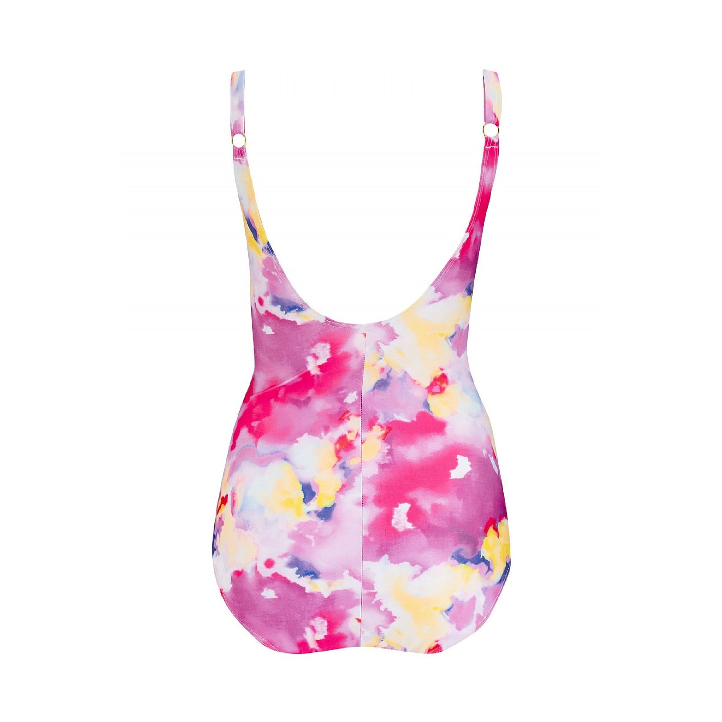 Monterey_Bay_Swimsuit_by_Nicola_Jane. A vibrant pink and purple marble tie-dye print in an all-over design designed for women touched by breast cancer, sold at the Bra Sisters