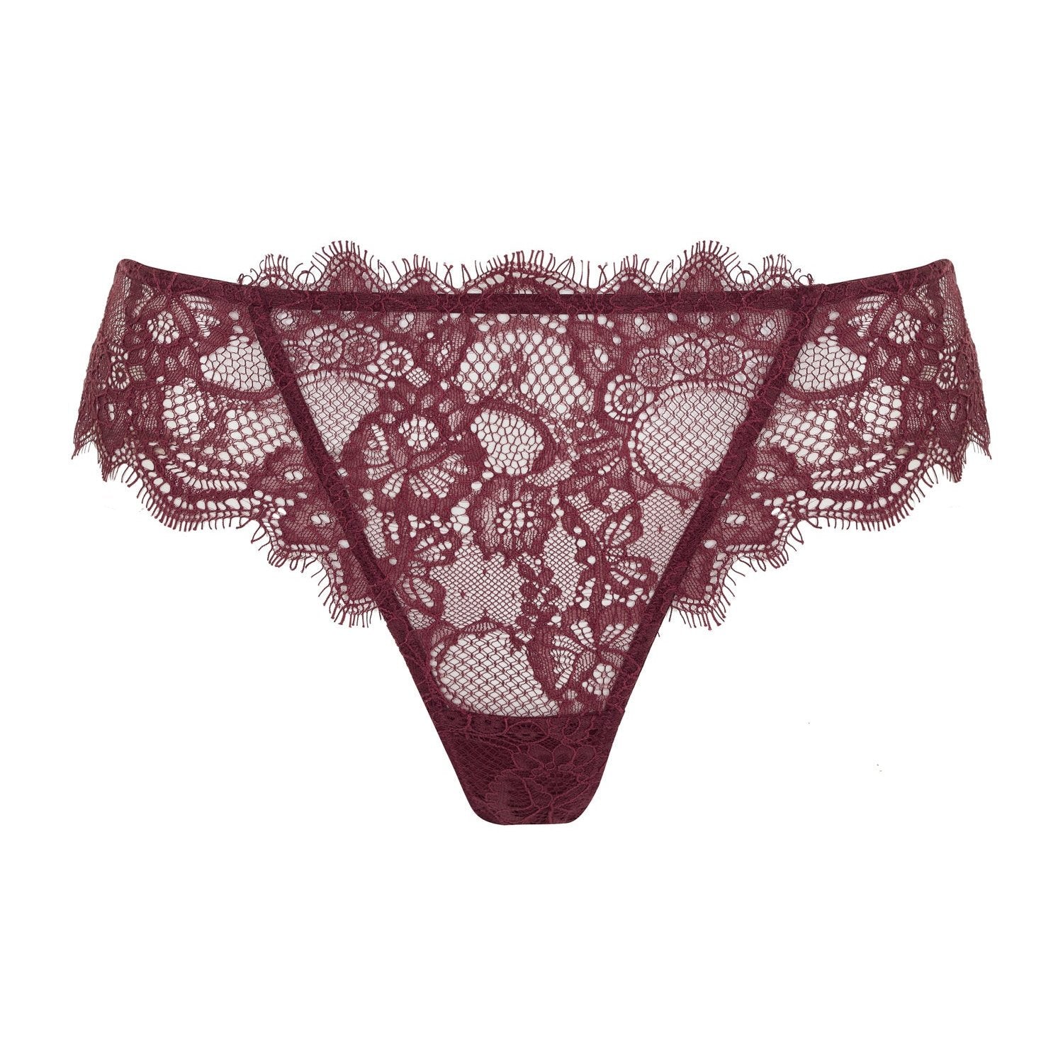 
Chantilly Lace Brazilian in Burgundy
Megami x The Bra Sisters