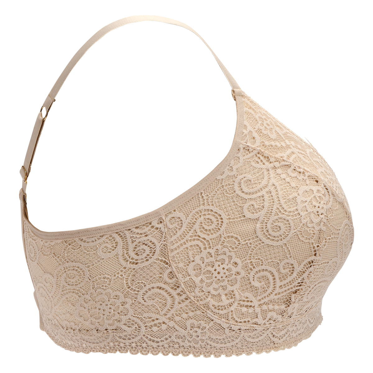 Gloria Pocketed Lace Bra in Champagne | Mastectomy Lingerie by AnaOno