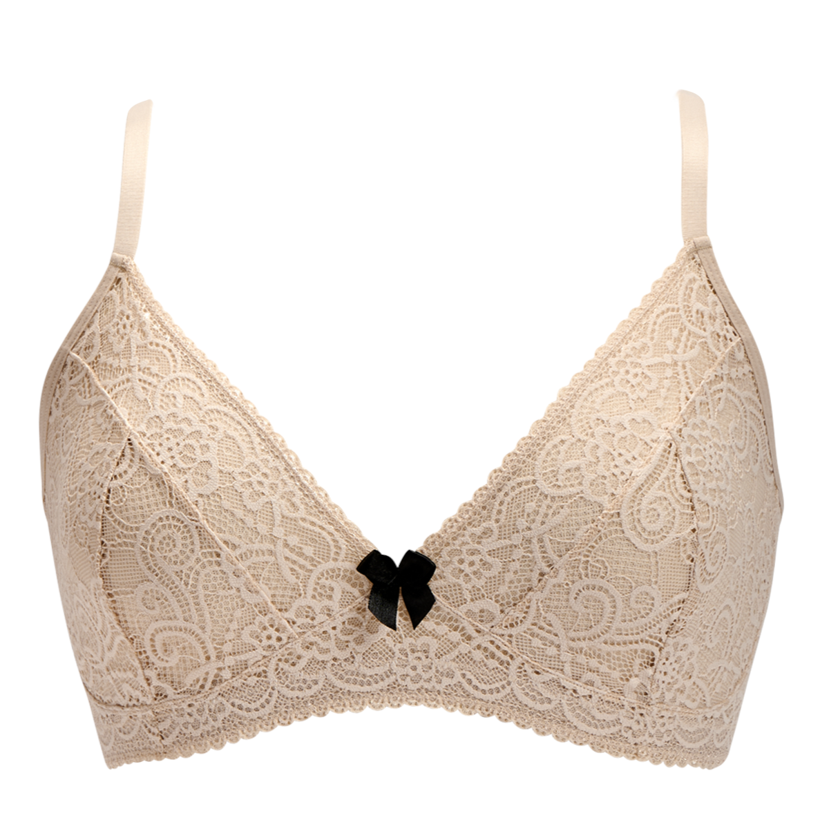 Gloria Pocketed Lace Bra in Champagne | Mastectomy Lingerie by AnaOno
