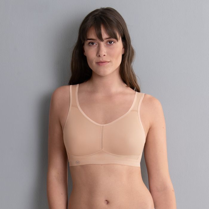 Soft, breathable and fast-drying - this is VIVANA ACTIVE sports bra with pockets on both sides | in colour Dark Sand | Maximum support and excellent comfort - designed for women after a mastectomy | Anita