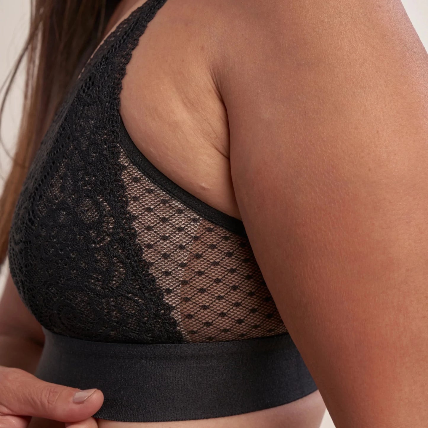 Maggie Lace Bralette in Black | AnaOno | Soft post-surgery bras made just for those affected by breast cancer, breast surgeries or discomfort.