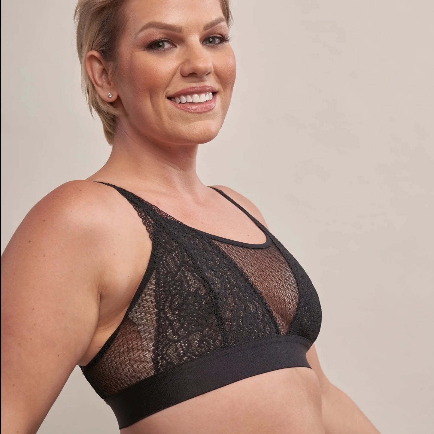 Maggie Lace Bralette in Black | AnaOno | Soft post-surgery bras made just for those affected by breast cancer, breast surgeries or discomfort.