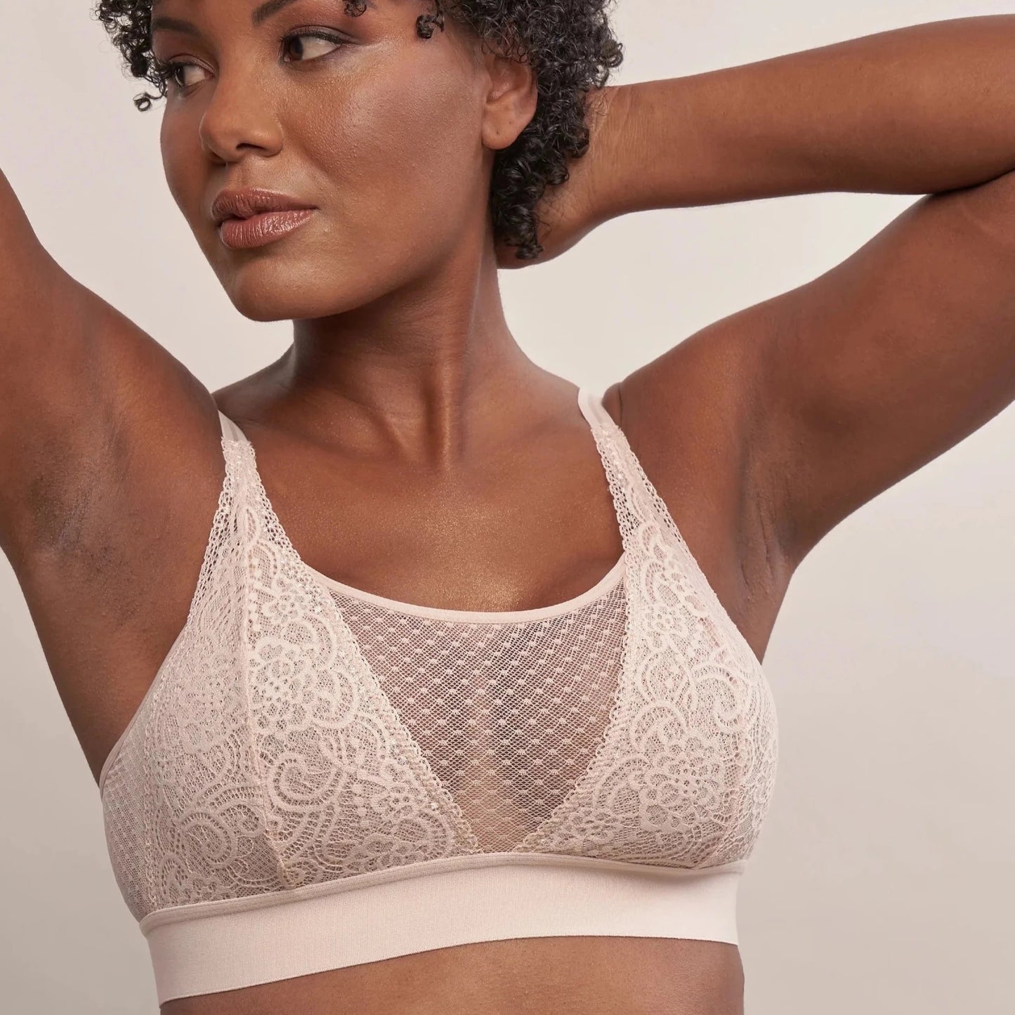 Maggie Lace Bralette in Champagne | AnaOno | Soft post-surgery bras made just for those affected by breast cancer, breast surgeries or discomfort.