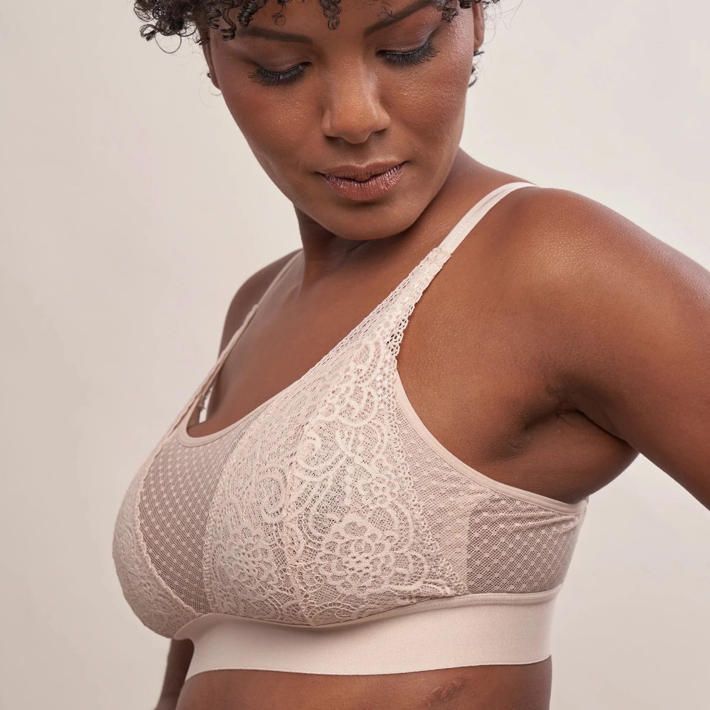 Maggie Lace Bralette in Champagne | AnaOno | Soft post-surgery bras made just for those affected by breast cancer, breast surgeries or discomfort.