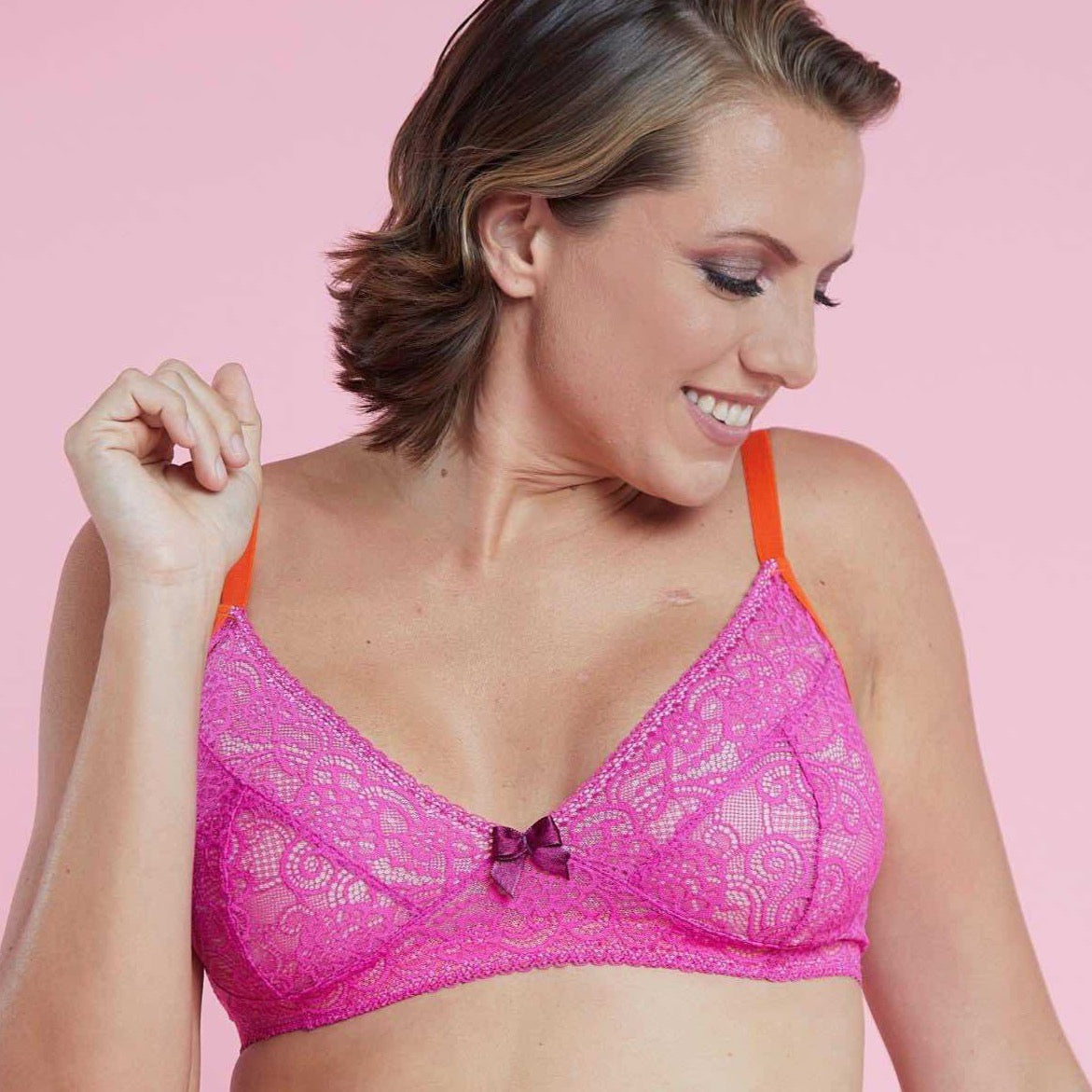 Bras Lingerie Women Bra Pink Lace Sexy Hot Underwear - Milanoo.com