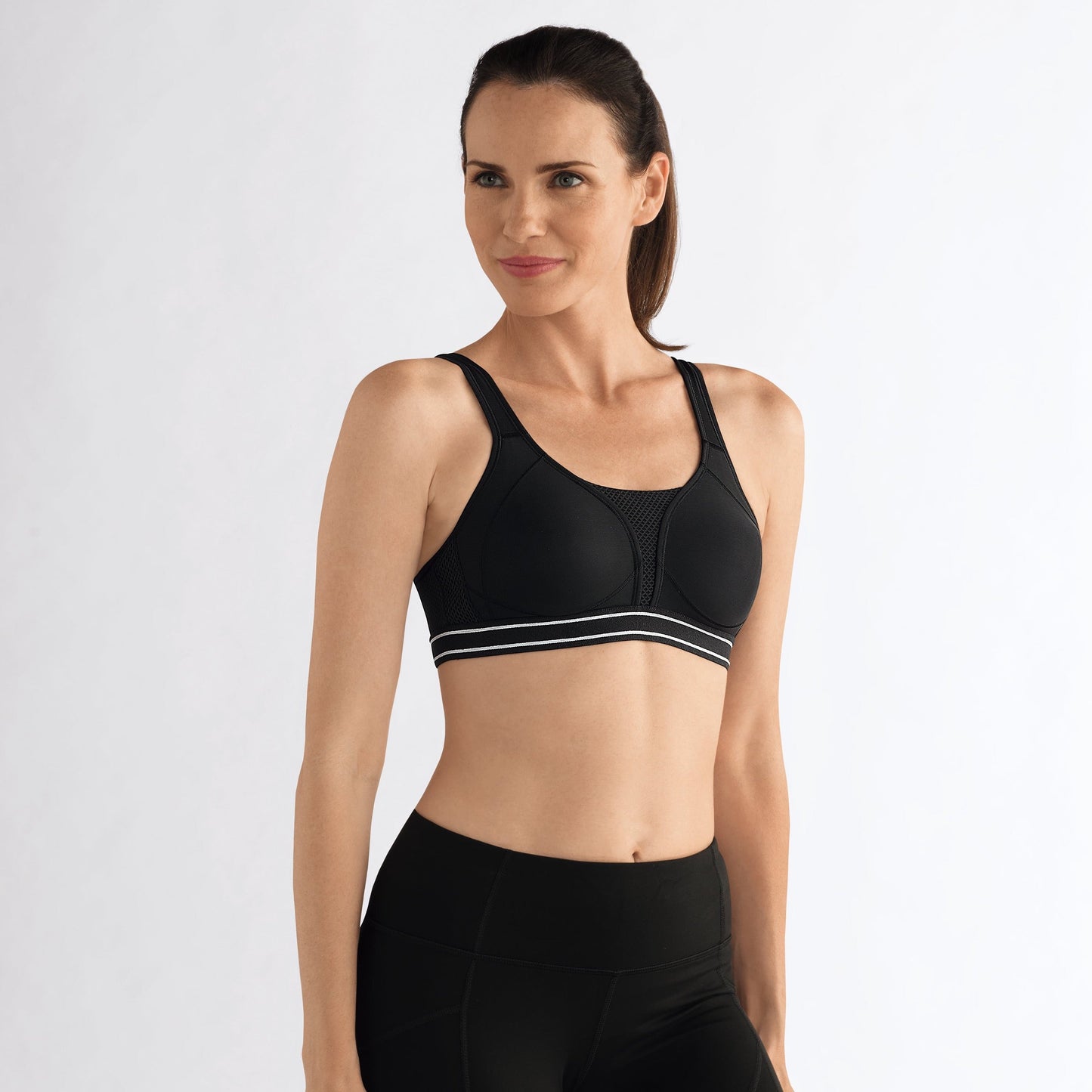 Amoena | Performance Sports Bra | Medium Support, Pocketed.   Available in Black & White. 