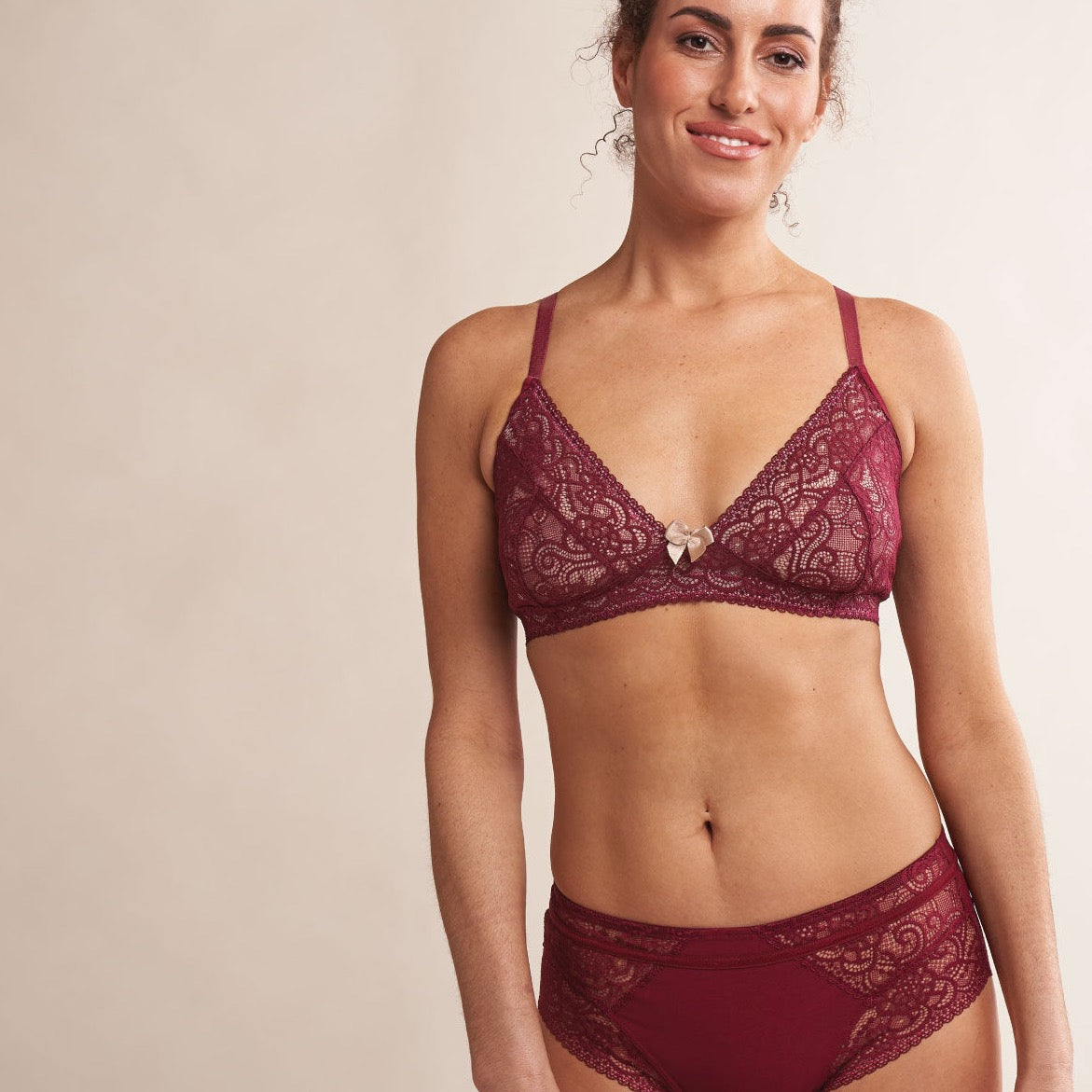 Gloria Pocketed Lace Bra in Wine | Mastectomy Lingerie by AnaOno