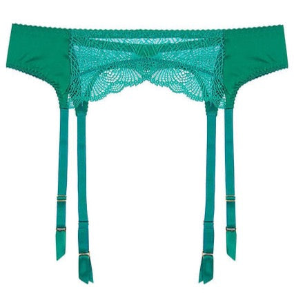 Here Comes Trouble Suspender Belt in Luxe Green | Little Luxuries by LoveRose Lingerie