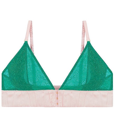 Lights Down Low Non-Pocketed Wire-Free Bra in Luxe Green & Lotus Pink | LoveRose Lingerie