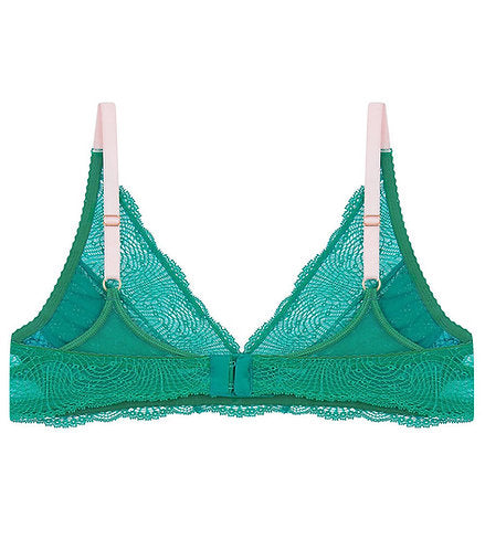  See You at Nine Non-Pocketed Wire-Free Bra in Luxe Green & Lotus Pink | LoveRose Lingerie