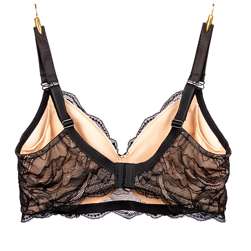 Victress Floral in Black & Skin | Pocketed bra for post breast surgery | Megami Lingerie