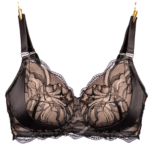 Victress Floral in Black & Skin | Pocketed bra for post breast surgery | Megami Lingerie