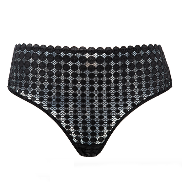Victress Polka Dot Briefs | Black lace Knickers by Megami Lingerie