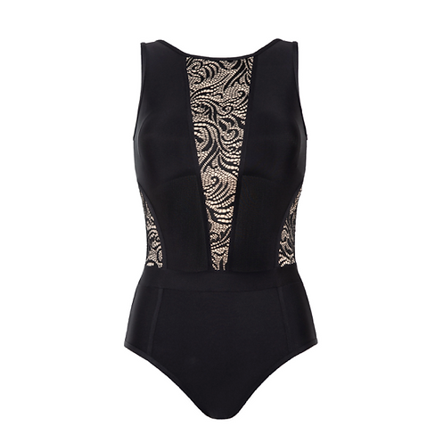Victress Swimsuit with Black Lace detail | Mastectomy Swimwear by Megami Lingerie